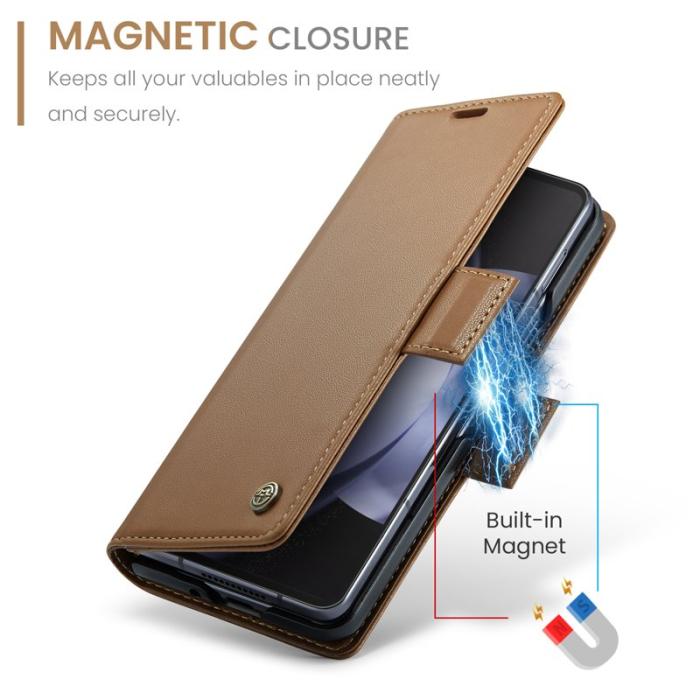 Caseme - CASEME Plånboksfodral Konstläder för Samsung Galaxy Z Fold6 5G - Brun