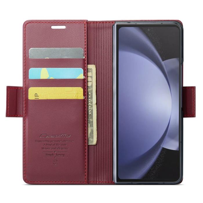 Caseme - CASEME Plånboksfodral Konstläder för Samsung Galaxy Z Fold6 5G Vinröd