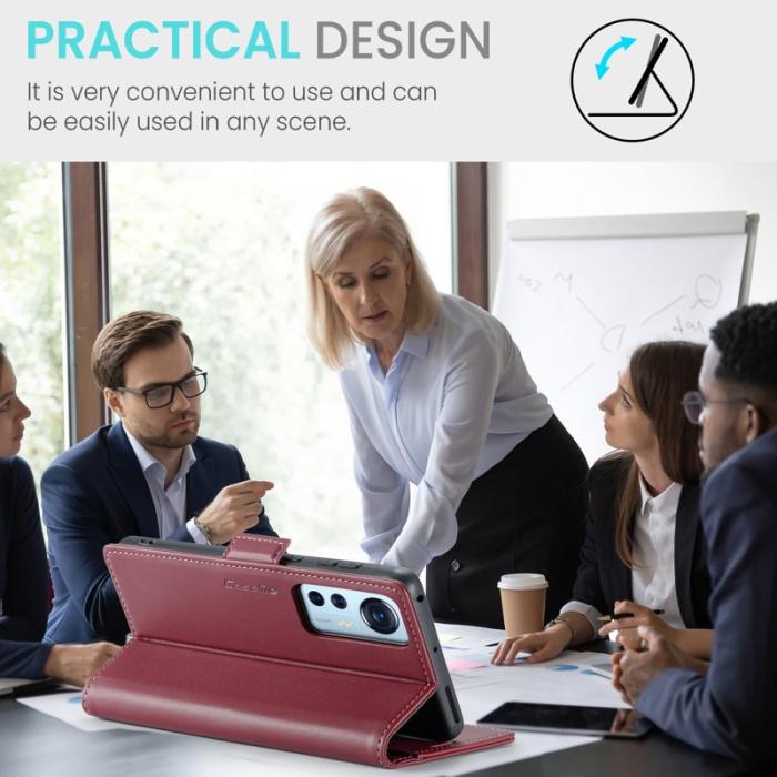 Caseme - CASEME 023 Läderfodral för Xiaomi 12 5G - Röd