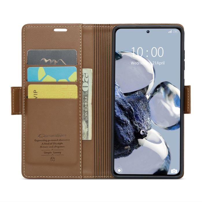 Caseme - CASEME 023 Läderfodral för Xiaomi 12T 5G - Brun