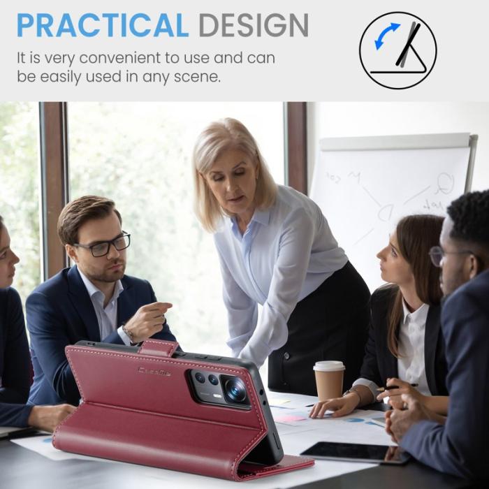 Caseme - CASEME 023 Läderfodral för Xiaomi 12T 5G - Röd