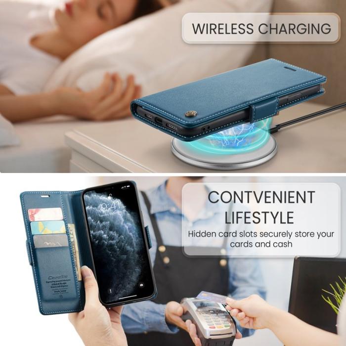 Caseme - CASEME 023 Läderfodral iPhone 11 Pro Max RFID Blå