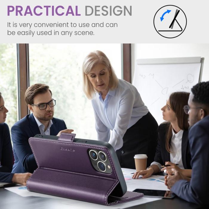 Caseme - CASEME 023 Läderfodral iPhone 14 Pro Max RFID Blockering Lila