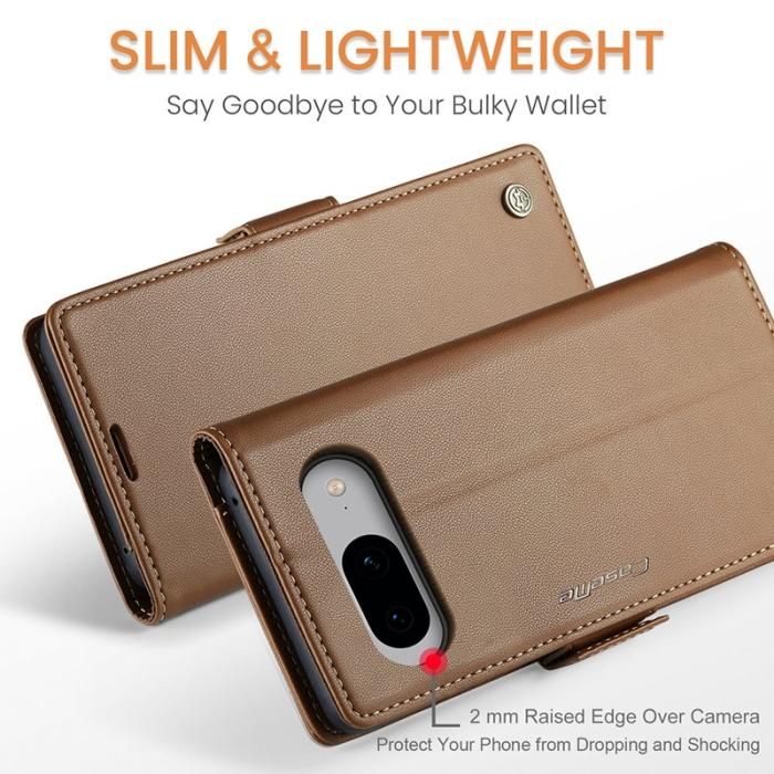 Caseme - CASEME Plånboksfodral Konstläder till Google Pixel 8 - Brun