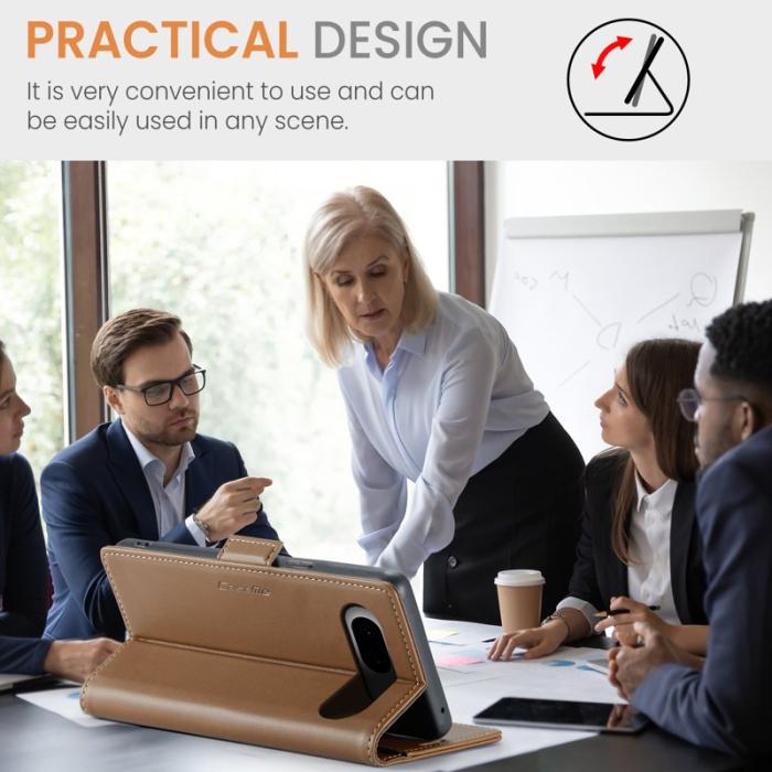 Caseme - CASEME Plånboksfodral Konstläder till Google Pixel 8 - Brun