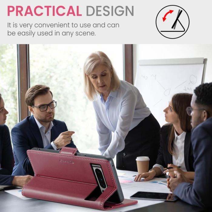 Caseme - CASEME 023 Läderfodral till Google Pixel 8 Pro - Röd