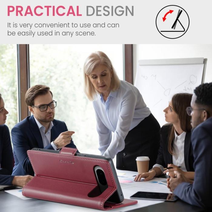 Caseme - CASEME Plånboksfodral Konstläder till Google Pixel 8 - Röd