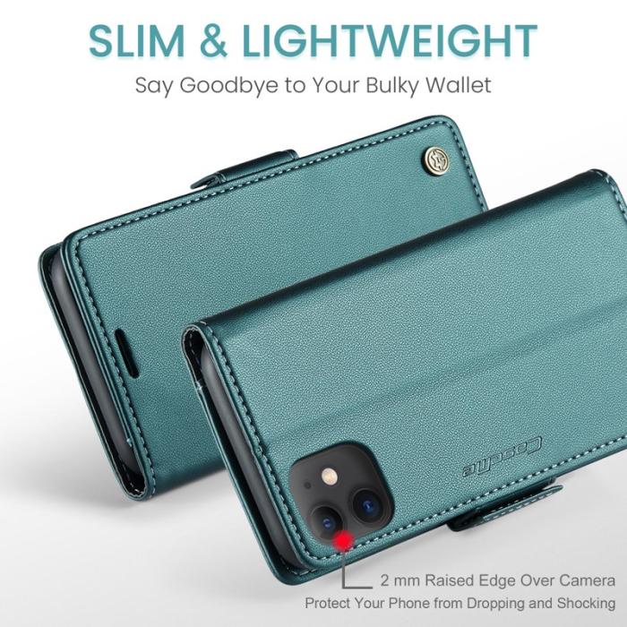 Caseme - CASEME 023 Läderfodral till iPhone 11 RFID Blockering Grön