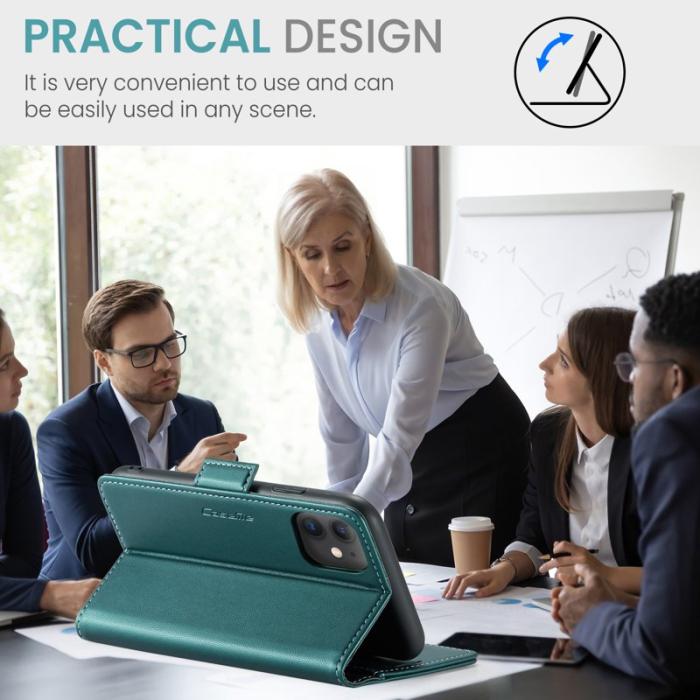 Caseme - CASEME 023 Läderfodral till iPhone 11 RFID Blockering Grön