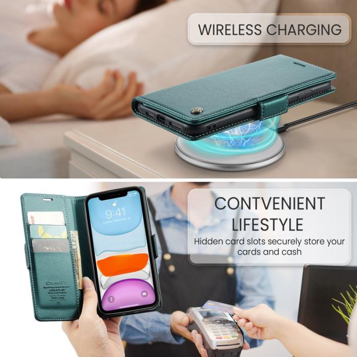 Caseme - CASEME 023 Läderfodral till iPhone 11 RFID Blockering Grön