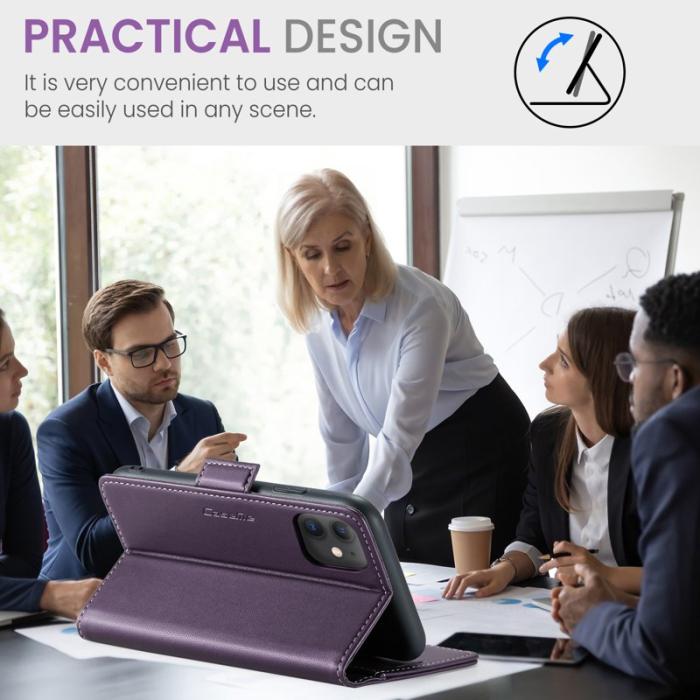 Caseme - CASEME 023 Läderfodral till iPhone 11 RFID Blockering Lila