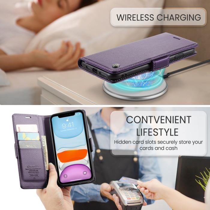 Caseme - CASEME 023 Läderfodral till iPhone 11 RFID Blockering Lila