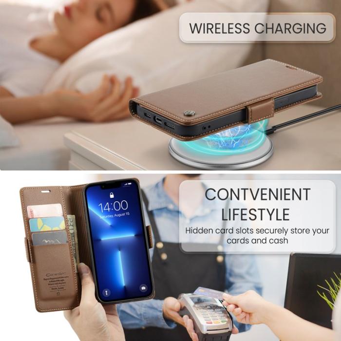 Caseme - CASEME 023 Läderfodral till iPhone 13 Pro - RFID, Brun