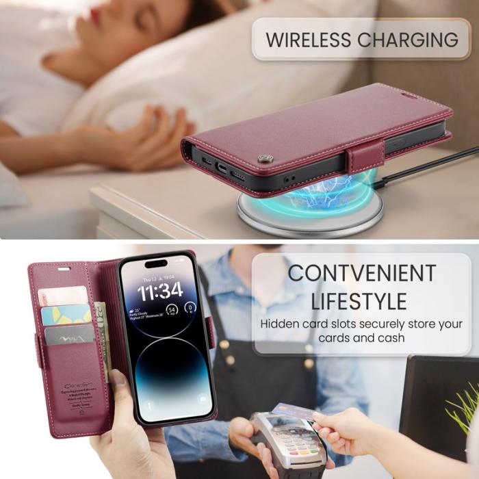 Caseme - CASEME 023 Läderfodral till iPhone 14 Pro Max - Röd