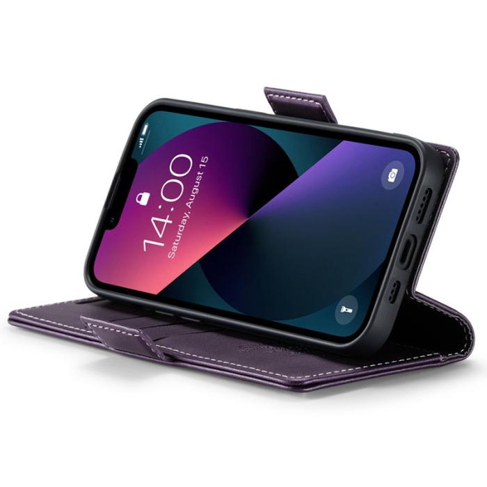 Caseme - CASEME 023 Läderfodral till iPhone 15 RFID Blockering Lila