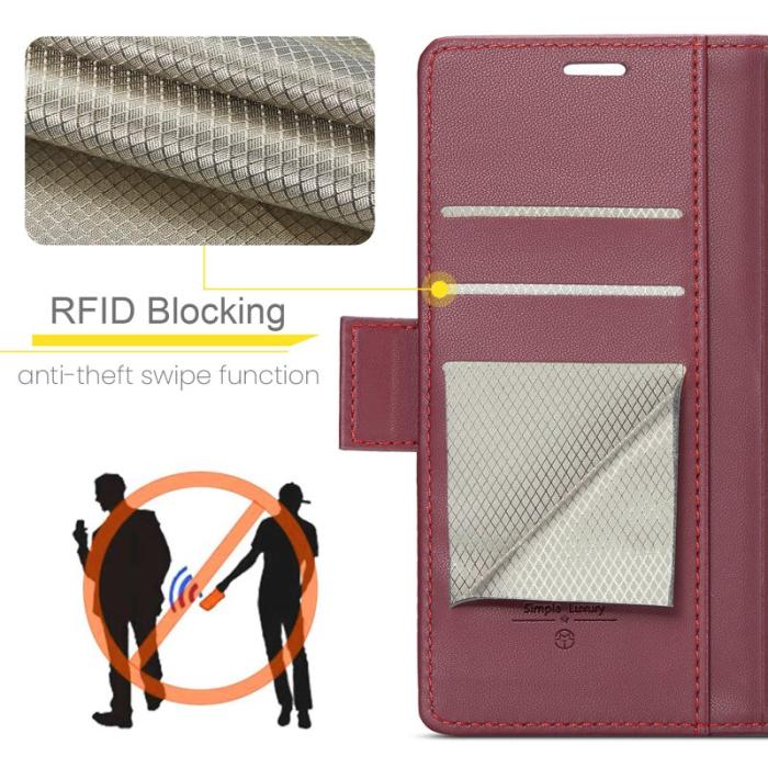 Caseme - CASEME 023 Läderfodral till iPhone 16 Plus RFID Röd
