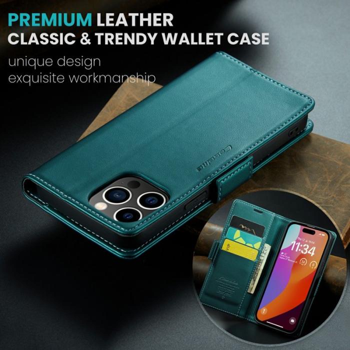 Caseme - CASEME 023 Läderfodral till iPhone 16 Pro - RFID, Grön