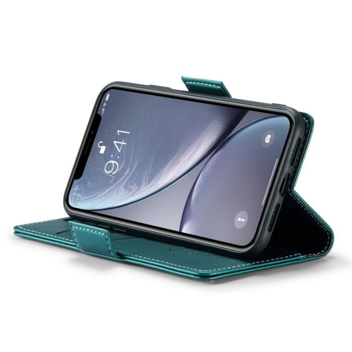 Caseme - CASEME 023 Läderfodral till iPhone XR RFID Blockering Grön