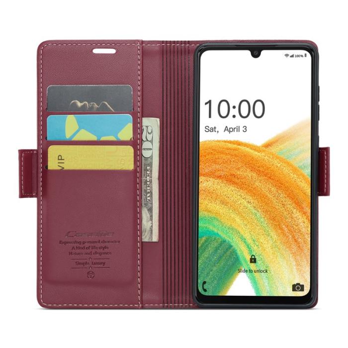 Caseme - CASEME 023 Läderfodral till Samsung Galaxy A33 5G - Röd