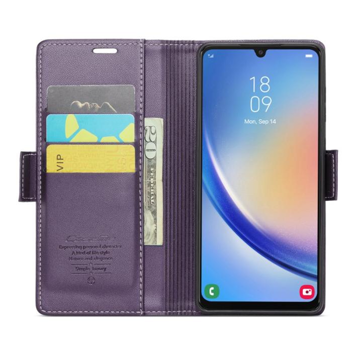 Caseme - CASEME 023 Läderfodral till Samsung Galaxy A34 5G - Lila