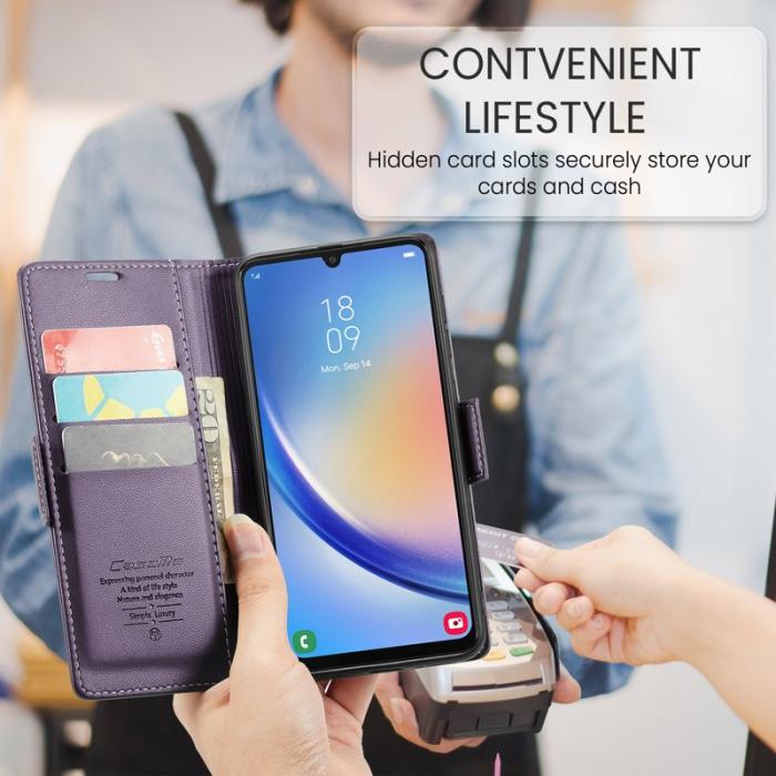 Caseme - CASEME 023 Läderfodral till Samsung Galaxy A34 5G - Lila