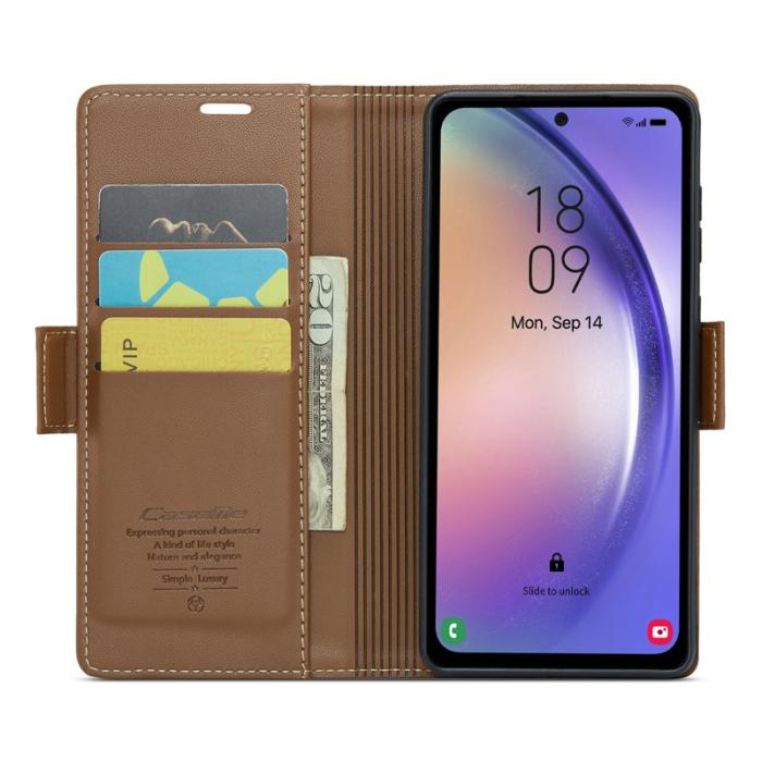 Caseme - CASEME Plånboksfodral Konstläder till Samsung Galaxy A54 5G - Brun