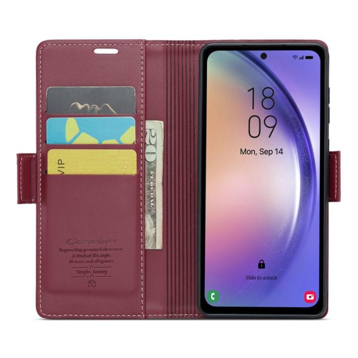Caseme - CASEME Plånboksfodral Konstläder till Samsung Galaxy A54 5G - Röd