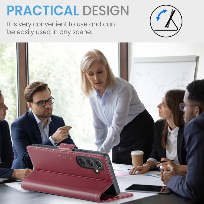 Caseme - CASEME Plånboksfodral Konstläder till Samsung Galaxy A54 5G - Röd