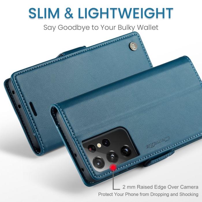 Caseme - CASEME 023 Läderfodral till Samsung Galaxy S21 Ultra 5G - Blå