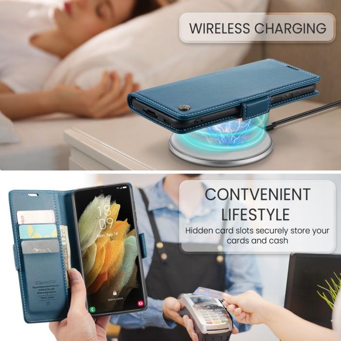 Caseme - CASEME 023 Läderfodral till Samsung Galaxy S21 Ultra 5G - Blå