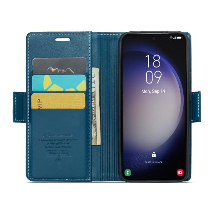 Caseme - CASEME 023 Läderfodral till Samsung Galaxy S23 - Blå