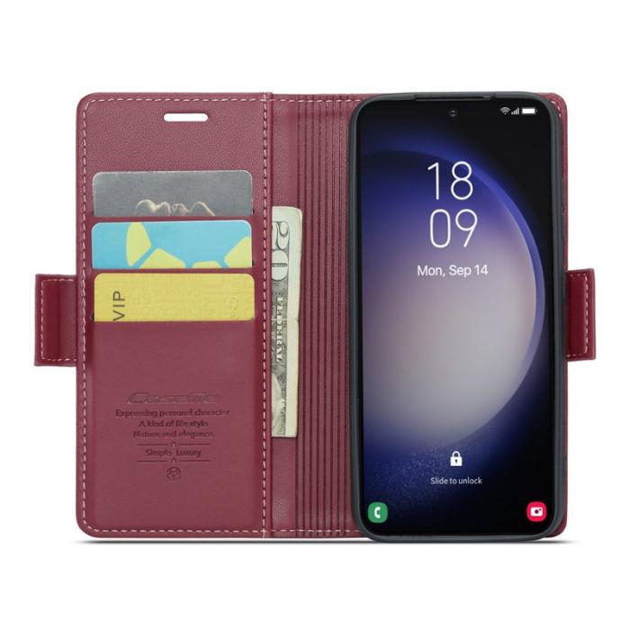 Caseme - CASEME 023 Läderfodral till Samsung Galaxy S23 - Röd