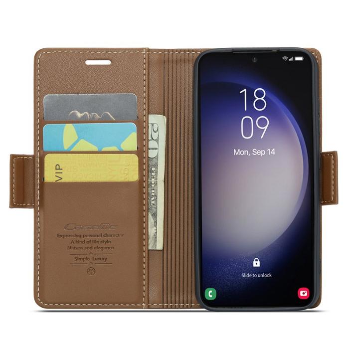 Caseme - CASEME 023 Läderfodral till Samsung Galaxy S24 - Brun
