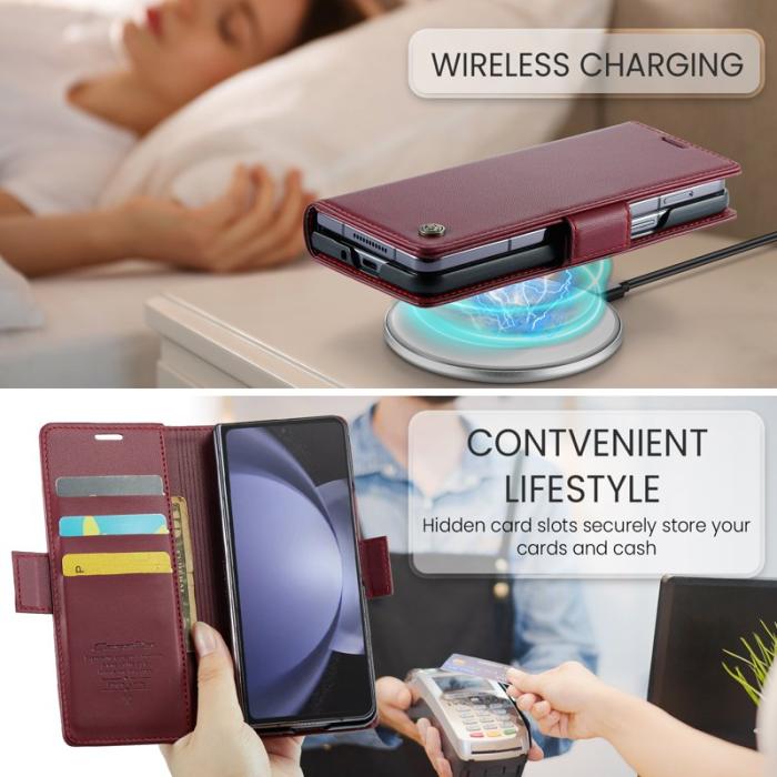 Caseme - CASEME 023 Läderfodral till Samsung Galaxy Z Fold5 5G - Röd