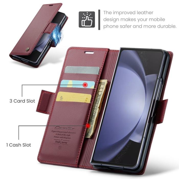 Caseme - CASEME 023 Läderfodral till Samsung Galaxy Z Fold5 5G - Röd