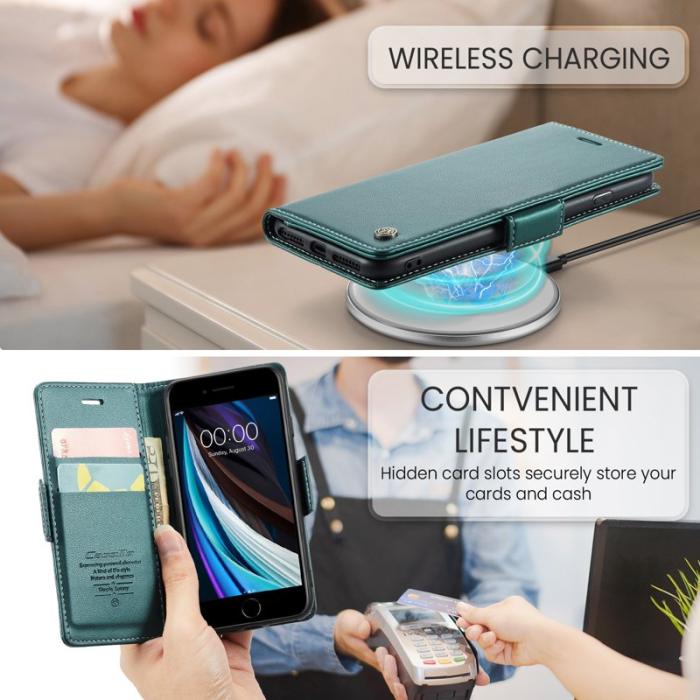 Caseme - CASEME 023 Litchi Texture Läderfodral i Grön för iPhone 6/7/8/SE