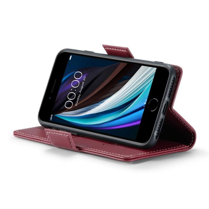 Caseme - CASEME 023 Litchi Texture Läderfodral i Röd för iPhone 6/7/8/SE