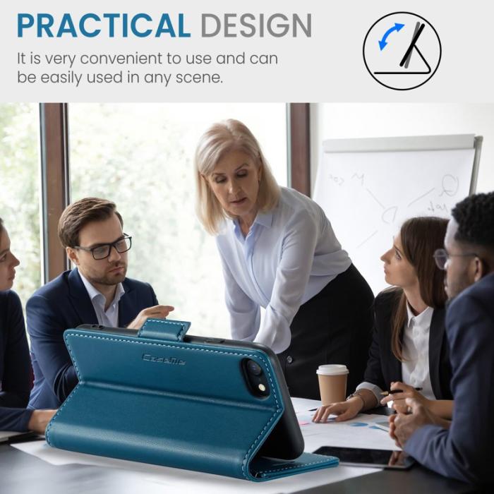 Caseme - CASEME 023 Litchi Texture Läderfodral iPhone 6/7/8/SE Blå