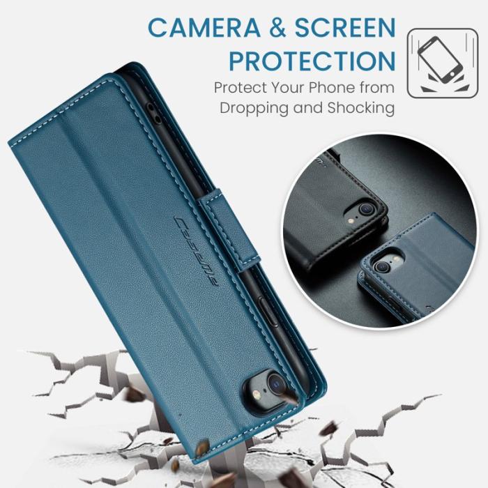 Caseme - CASEME 023 Litchi Texture Läderfodral iPhone 6/7/8/SE Blå