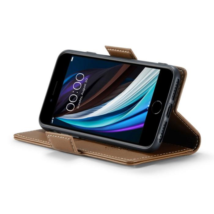 Caseme - CASEME 023 Litchi Texture Läderfodral iPhone 6/7/8/SE Brown