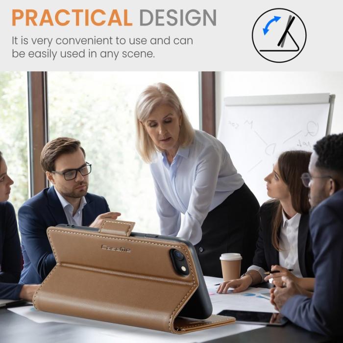 Caseme - CASEME 023 Litchi Texture Läderfodral iPhone 6/7/8/SE Brown