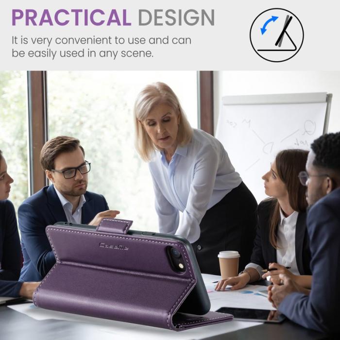 Caseme - CASEME 023 Litchi Texture Läderfodral iPhone 6/7/8/SE Lila