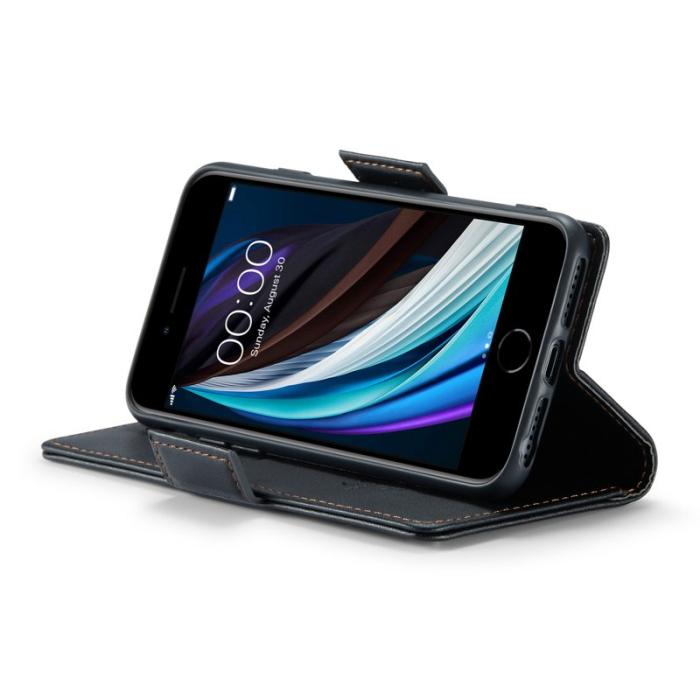 Caseme - CASEME 023 Litchi Texture Läderfodral iPhone 6/7/8/SE Svart