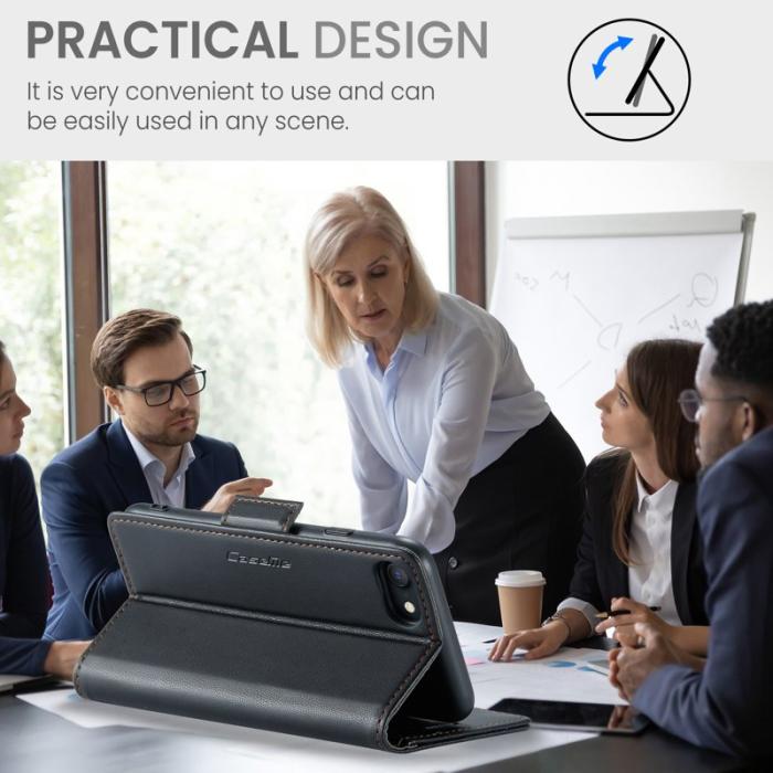 Caseme - CASEME 023 Litchi Texture Läderfodral iPhone 6/7/8/SE Svart