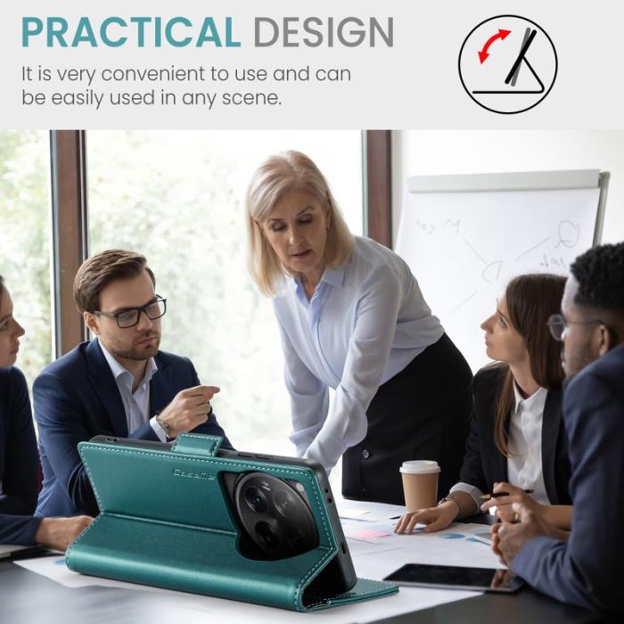 Caseme - CASEME 023 OnePlus 12 5G Skal RFID Blocker Läder Grön