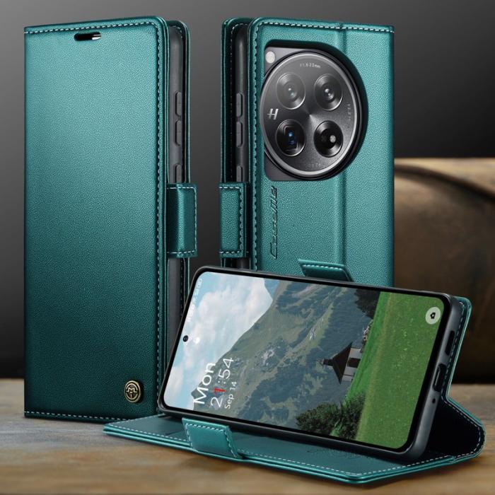 Caseme - CASEME 023 OnePlus 12 5G Skal RFID Blocker Läder Grön