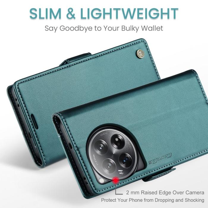 Caseme - CASEME 023 OnePlus 12 5G Skal RFID Blocker Läder Grön