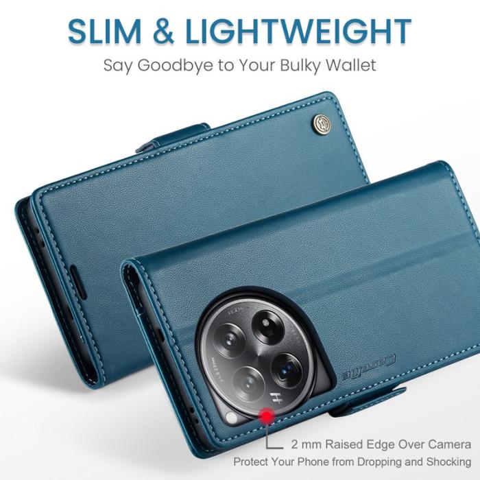 Caseme - CASEME 023 OnePlus 12 5G Skal RFID Blocking Läder Plånbok Blå