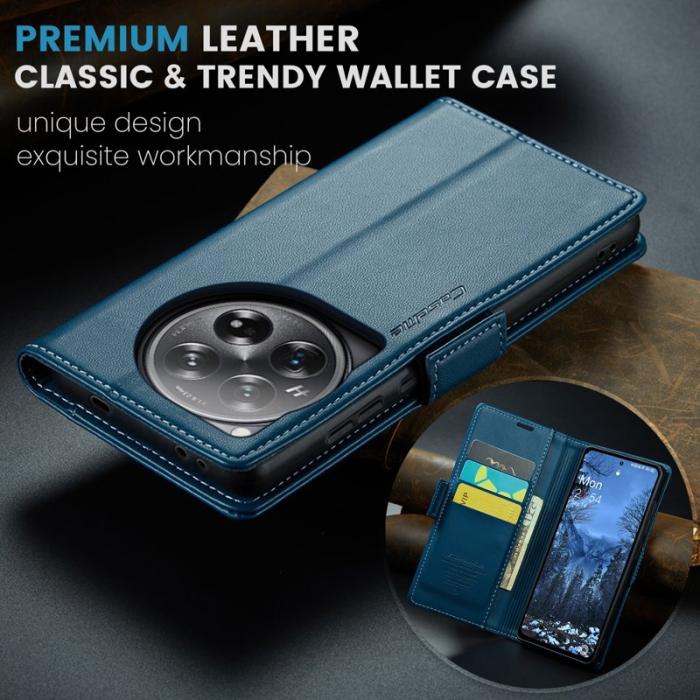 Caseme - CASEME 023 OnePlus 12 5G Skal RFID Blocking Läder Plånbok Blå