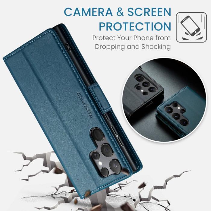 Caseme - CASEME 023 Samsung Galaxy S24 Ultra Läderfodral RFID Blå